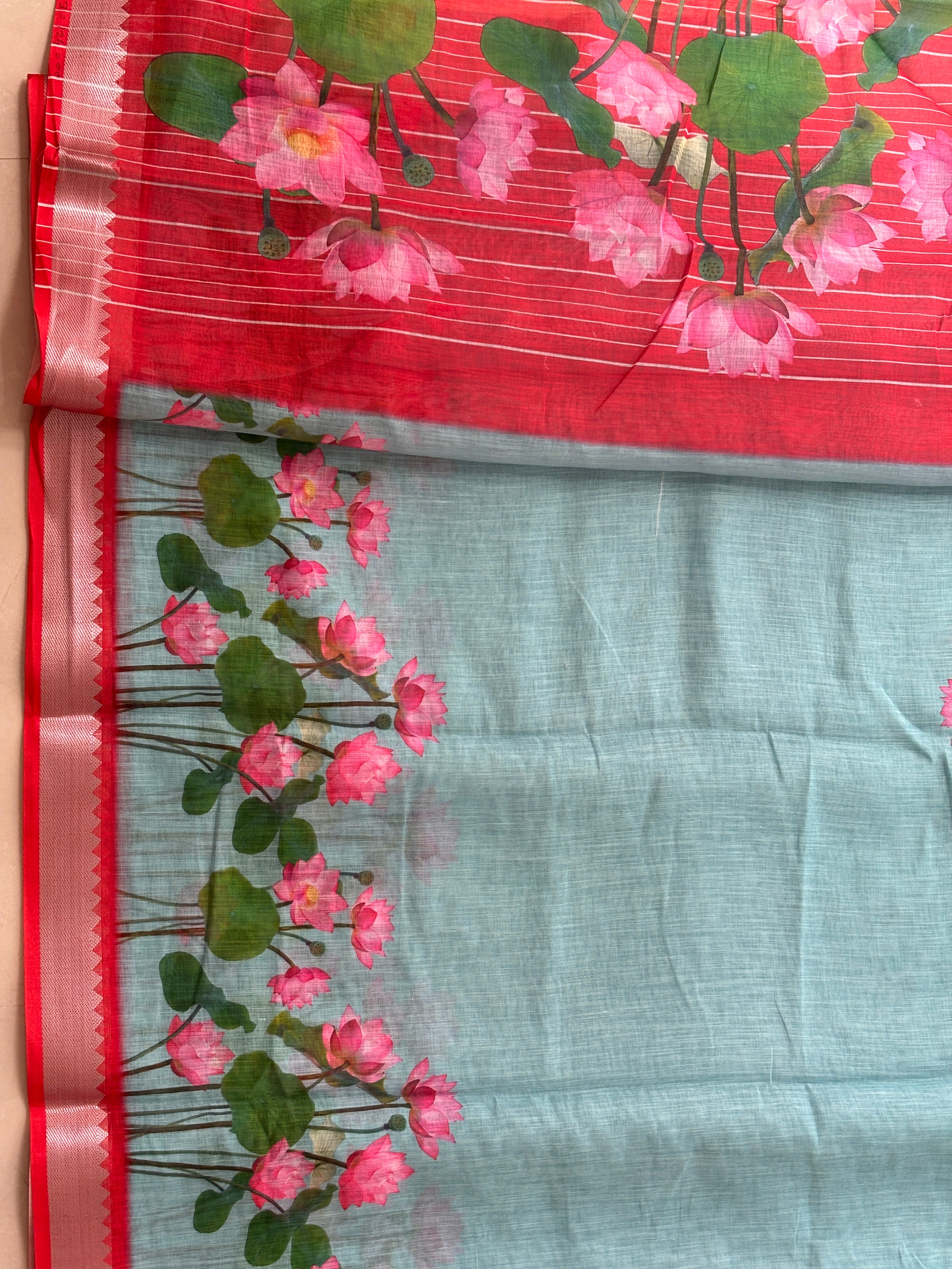 Soft linen digital print saree
